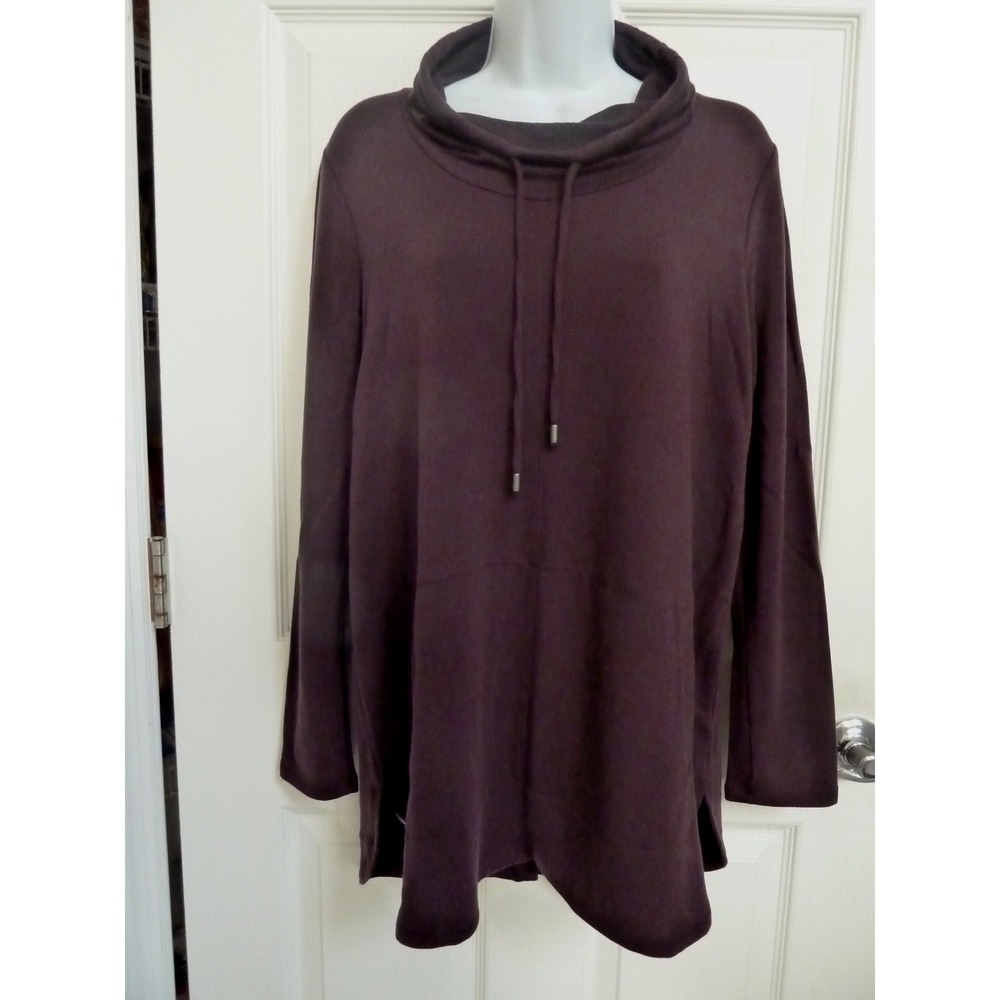 J. Jill Pure Jill French Terry Cowl Neck Tunic Pullover Top Eggplant Small 6/8